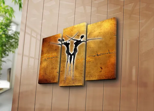 Tablou decorativ, 3PATK-104, 20 x 39 cm, 2 piese, Multicolor