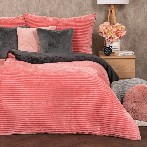 Lenjerie de pat din microflanel 4Home Stripe roz, 140 x 200 cm, 70 x 90 cm, roz