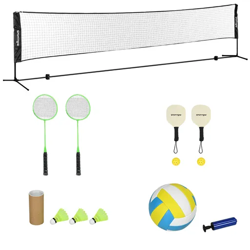 SPORTNOW Set complet de badminton, pickleball și volei, 3 în 1, jocuri sportive în aer liber cu filet reglabil | Aosom Romania