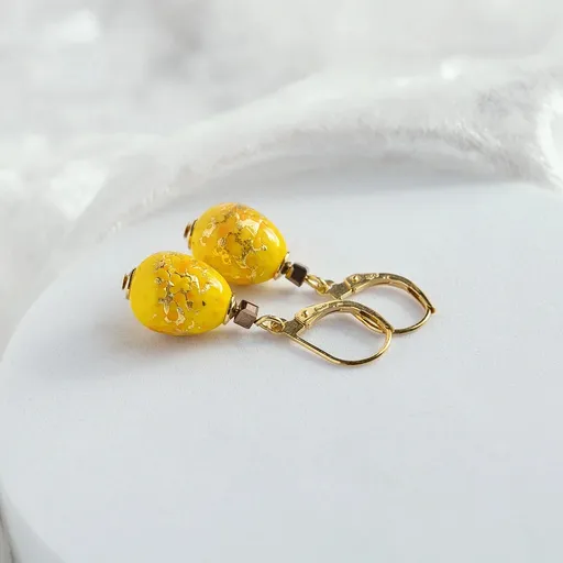 Lampglas Cercei exclusivi Sunlit Nude, cu aur de 24 de carate în perla Lampglas ENM1/AG/POZ