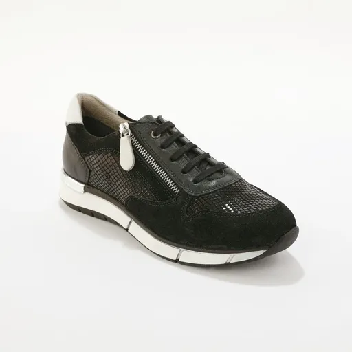 Adidași din piele cu fermoar și inserții lăcuite cu model de șarpe