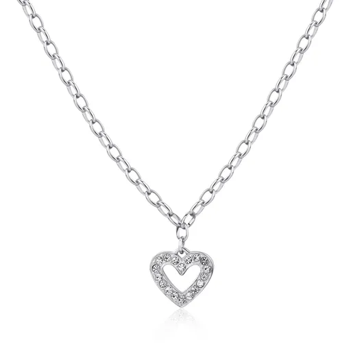 S'Agapõ Colier romantic din oțel cu cristale Happy SHAR19