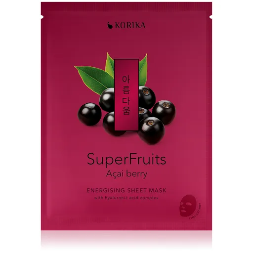 KORIKA Mască tip șervețel energizantă SuperFruits Acai Berry (Energising Sheet Mask) 25 g