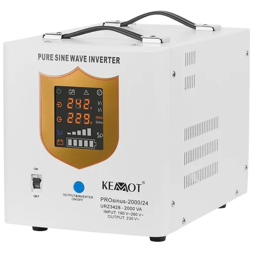 UPS centrale termice 2000VA/1400W KEMOT URZ3428, borne externe 24v, necesita 2 acumulatori 12v inseriati, unda sinusoida pura