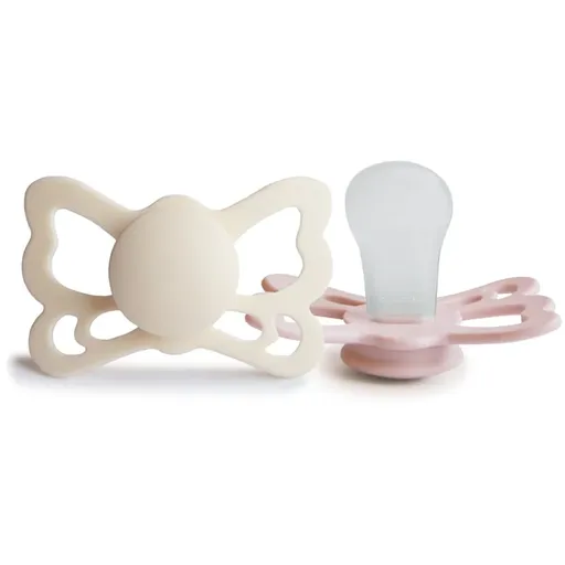 FRIGG Butterfly Size 2:6-18 months suzetă Cream/Blush 2 buc