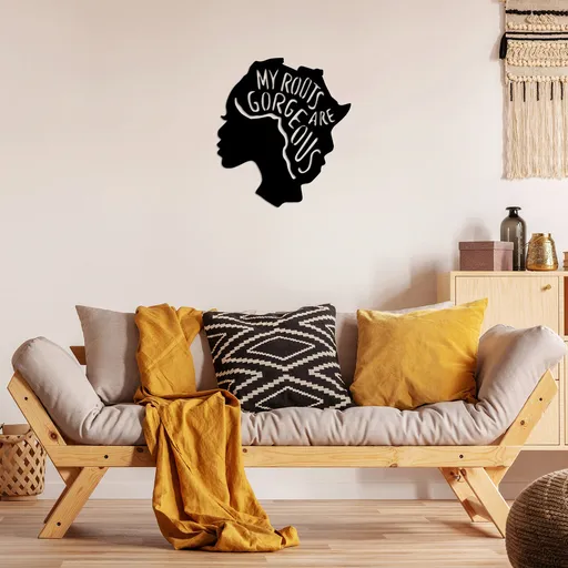 Decoratiune de perete, My Roots Are Gorgeous, Dimensiune: 62 x 70 cm, Negru