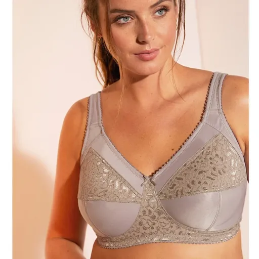 Sutien pentru bust mai mare din tricot și dantelă, fără armătură