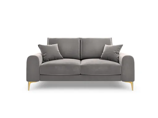 Canapea, Madara, Mazzini Sofas, 2 locuri, gold legs, 172x102x90 cm, catifea, gri deschis