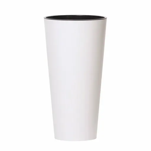 Ghiveci de flori TUBUS SLIM cu inserție 30 cm, albmat