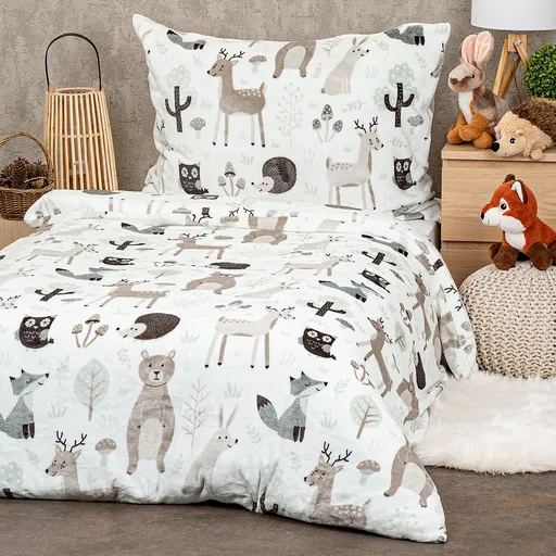 Lenjerie de pat pentru copii din microflanel 4Home Nordic friends, 140 x 200 cm, 70 x 90 cm