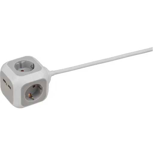 Prelungitor Brennenstuhl forma de cub cu prize si USB, 1.4m 1150100