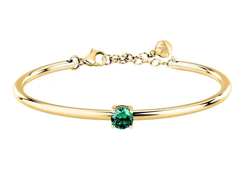 Morellato Brățară solidă placată cu aur decorată cu zircon verde Cerchi SAKM98