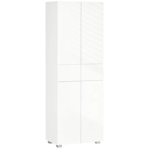 Dulap Bucatarie cu sertare,4 usi, cu 5 niveluri cu 3 rafturi reglabile,  pentru sufragerie, alb lucios 60x35x170cm HOMCOM | Aosom Romania