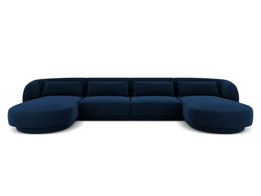 Coltar panoramic 5 locuri, Tulum, Cosmopolitan Design, 330x156x70 cm, catifea, albastru regal