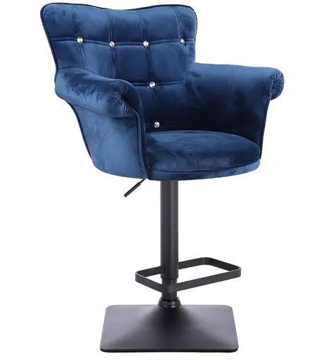 Scaun Make-up/Coafor Vivienne din Velur, Baza Neagra, Inaltime Reglabila, Suport Picioare