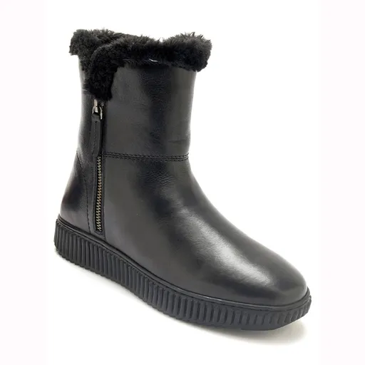 Cizme joase din piele cu efect de blană Pédiconfort®