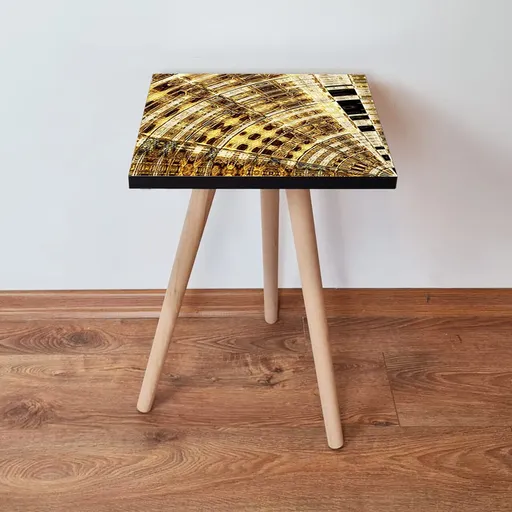 Masuta, Hanah Home, Shp142, 35x42x35 cm, Auriu / Maro / Negru