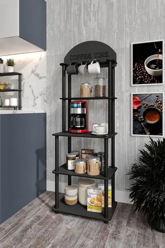 Dulap de bucatarie, Hanah Home, Lungo, 30x50x140 cm, MDF , Negru