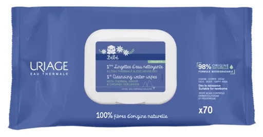 Uriage Șervețele de curățare Bébé(1st Cleansing Water Wipes) 70 buc