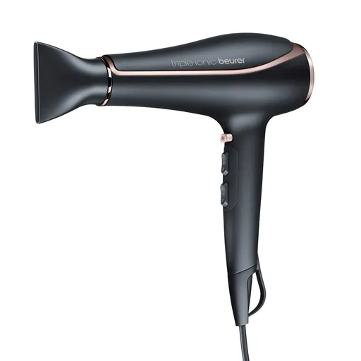 Uscator de par Beurer HC 80, 2200 W, Ionizare tripla, 3 setari de temperatura, 2 viteze, Accesorii, Negru