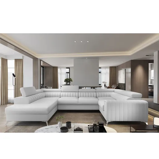 Coltar extensibil stanga 6 locuri ELTAP, LT-17SOF, Louis, 347x202x92 cm, lemn/poliester, alb