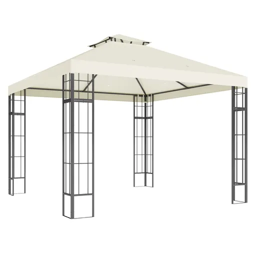 Outsunny Pavilion de grădină 3 x 3 m, design cu două niveluri, Protecție UV30+, Rezistent la UV, Protecție solară, Cadru din metal, Crem | Aosom Roman