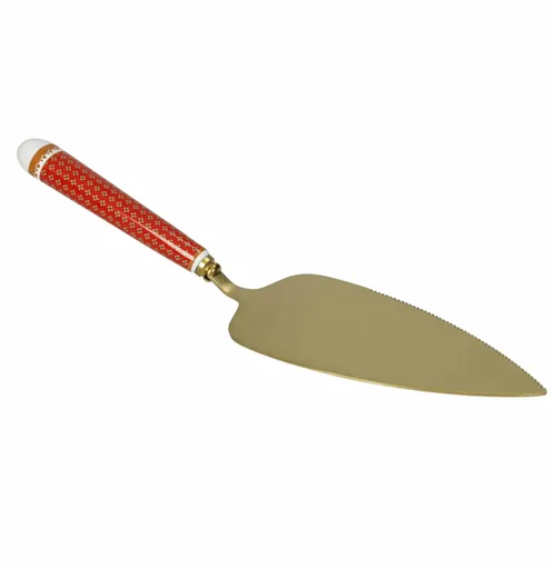 Spatula pentru tort, Golden Eye Red, Brandani, 28x10x4 cm, inox/ceramica