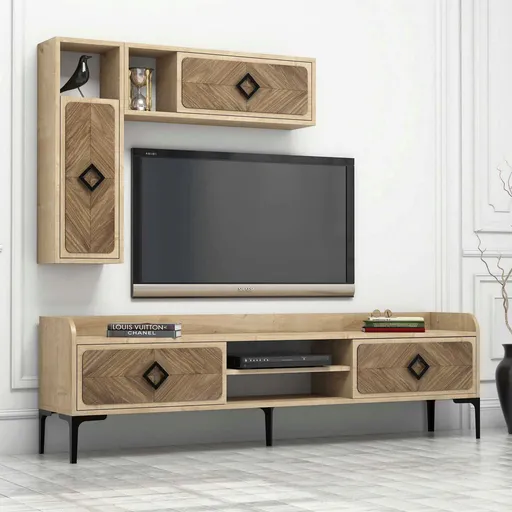 Comoda TV, Hanah Home, Samba, 180x52x35 cm, Stejar