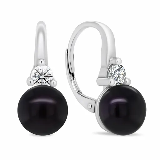 Brilio Silver Cercei eleganți din argint cu perle negre și zircon EA364WBC