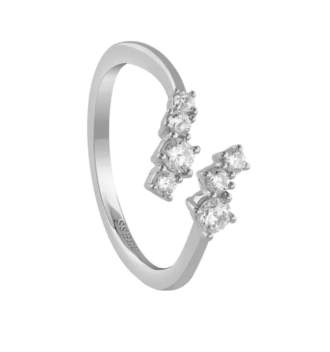 Guess Inel deschis din argint cu zirconi Jardin JSBR04477JWRH 54 mm