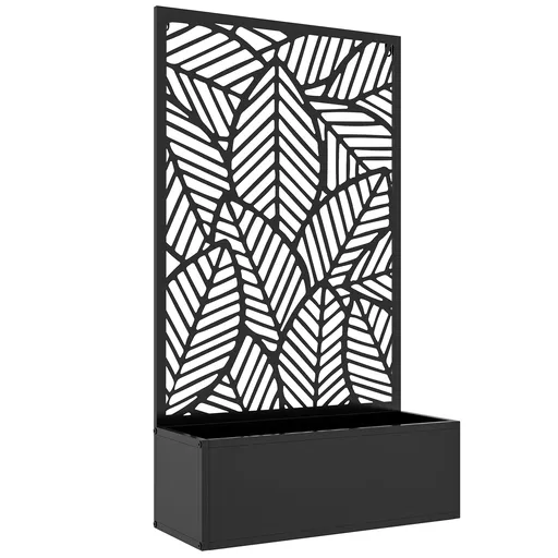 Outsunny Jardinieră cu paravan și spalier pentru plante cățărătoare, tavă pentru flori - dim.  61L x 23l x 113H cm | Aosom Romania