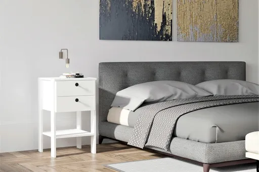 Noptiera, Hanah Home, Ruzisa, 44x75x44 cm, Alb