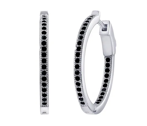 Silvego Cercei rotunzi din argint MILLA de 22 mm cu zirconiu negru strălucire Zirconia JJJE0106EBCK