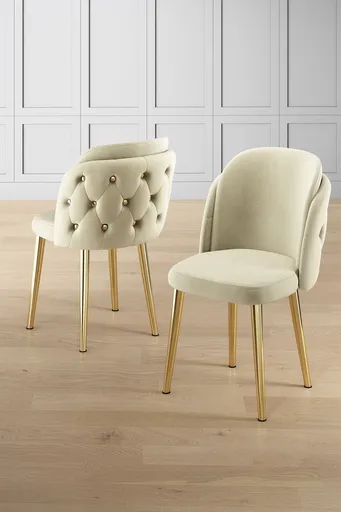 Set scaune 4 piese, Hanah Home, Axle, Crem / Aur