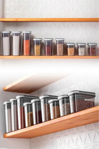 Set recipiente depozitare, Hermia, 964FRM1118, Dimensiune: 9,5 x 19,5 x 18 cm / 1800 ml (3 bucăți), Antracit