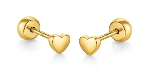 Brilio Cercei mici 2 în 1 în formă de inimă, din aur galben 14/194.651/18