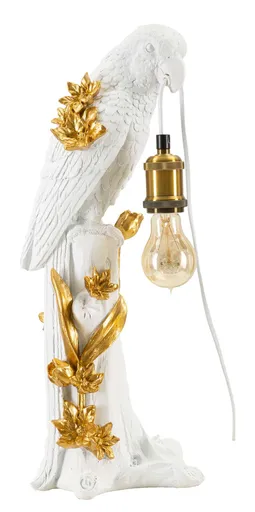 Lampa de masa Parrot, Mauro Ferretti, 1 x E27, 40W, 20x20x50.5 cm, fier/poliester, auriu/alb