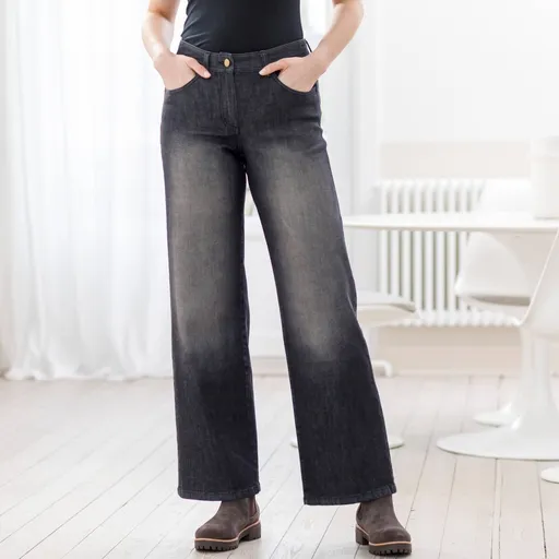 Pantaloni din denim cu croi larg și 5 buzunare