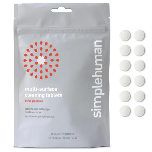 Tablete de curatare multisuprafete SimpleHuman CT2100, 12 comprimate, Solubile in apa, Fara coloranti si amoniac, Sigure pentru copii si animale, Arom
