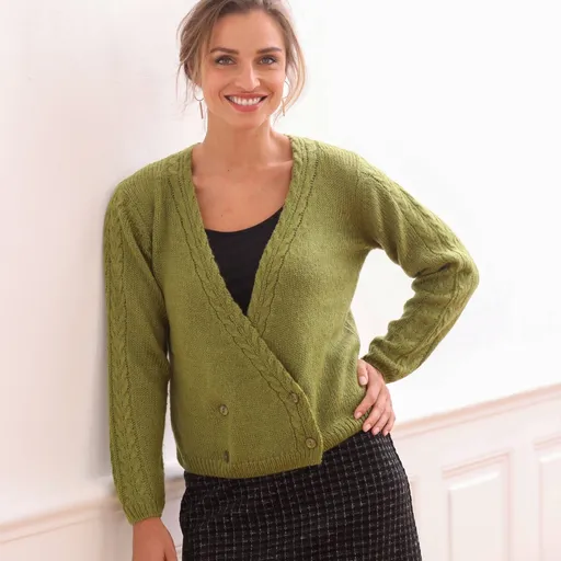 Pulover cu crossover pe butoane