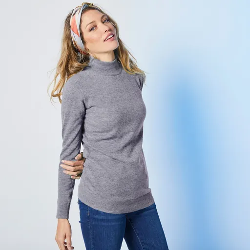 Pulover cu guler ridicat, lână de miel