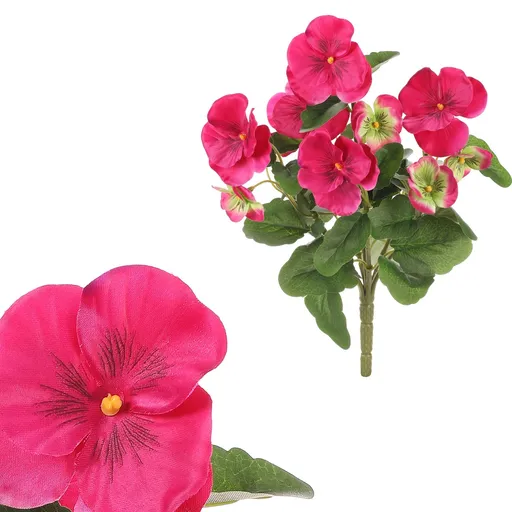 Buchet artificial Panseluță roz închis, 18 x 13 x 30 cm