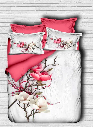 Lenjerie de pat pentru o persoana, L'essentiel Maison, 108, Roz/Alb