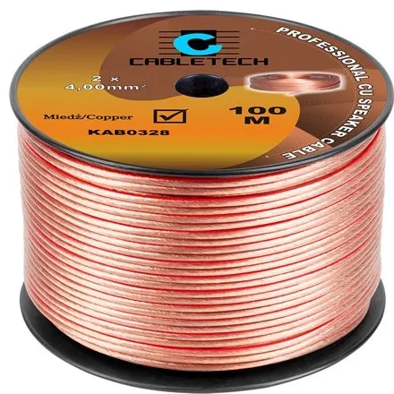 Cablu transparent pentru difuzor, cupru, 2 x 4 mm2, rola 100 m KAB0328
