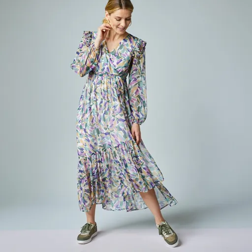 Rochie lungă asimetrică cu imprimeu