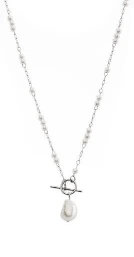 Troli Colier elegant din oțel cu perlă baroc VABQJN061S