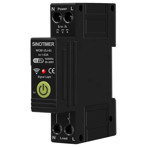 Releu protectie smart, 63A, WiFi Tuya, temporizator, temperatura, contor KWH, diferential, bidirectional, ajustabil SINOTIMER WCB1-DJ-63