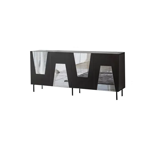 Consola, Hanah Home, Venice, 180x80x40 cm, Negru / Fume