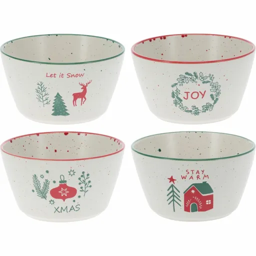 Set de 4 boluri din ceramică Let It Snow 500 ml, 14 cm