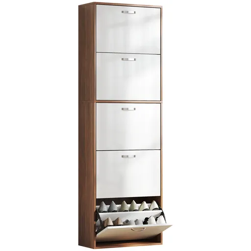 HOMCOM Dulap pentru Pantofi cu 5 Sertare pentru 30 Perechi de Pantofi,  60x28x189 cm, Maro | Aosom Romania